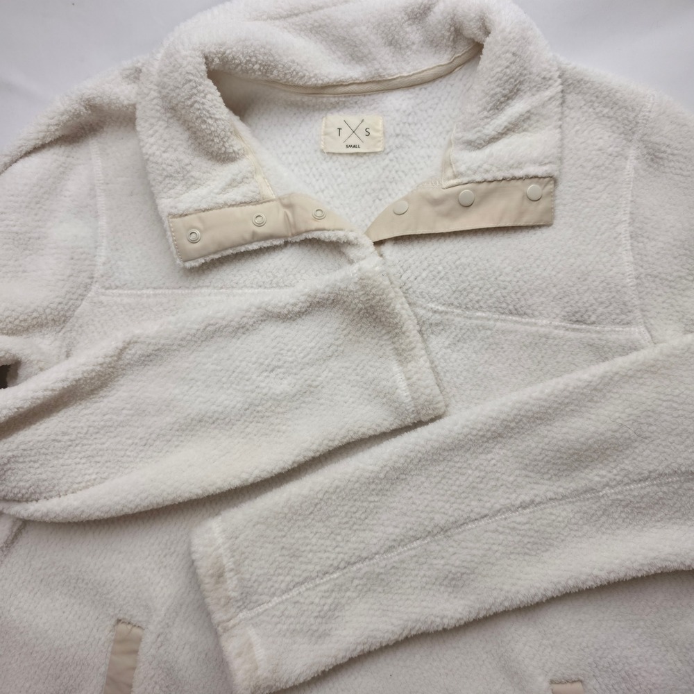 Thread & Supply 1/4 Snap Super Soft Pullover Fleece Cream Small
